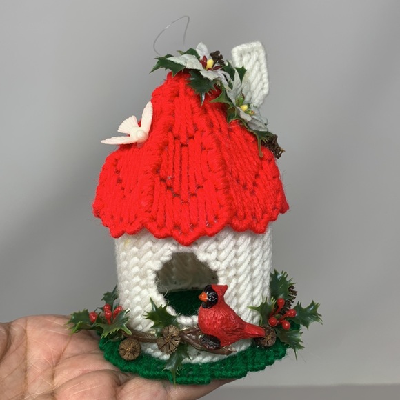 5 pc vintage Christmas decor lot Bird house Santa reindeer star & tree - Picture 14 of 17